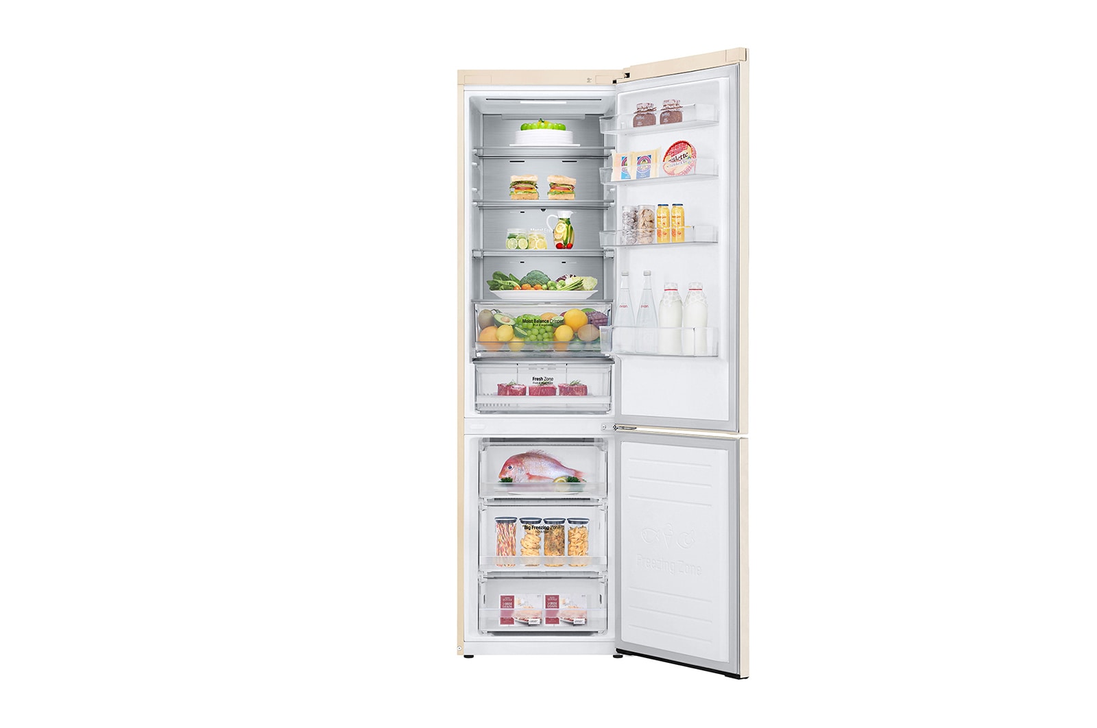 LG 384 л, Холодильник LG DoorCooling+ с нижней морозильной камерой, ThinQ, Складная полка, GA-B509MEQM