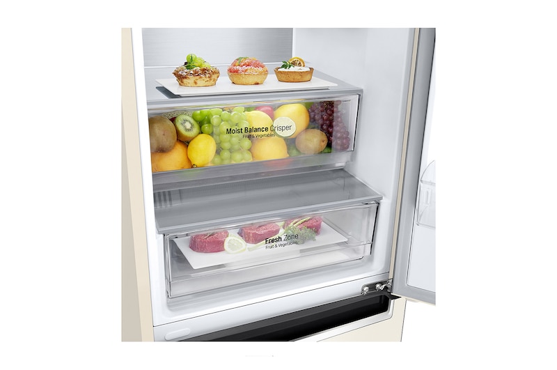 LG 384 л, Холодильник LG DoorCooling+ с нижней морозильной камерой, ThinQ, Складная полка, GA-B509MEQM