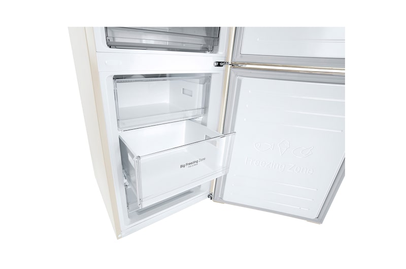 LG 384 л, Холодильник LG DoorCooling+ с нижней морозильной камерой, ThinQ, Складная полка, GA-B509MEQM