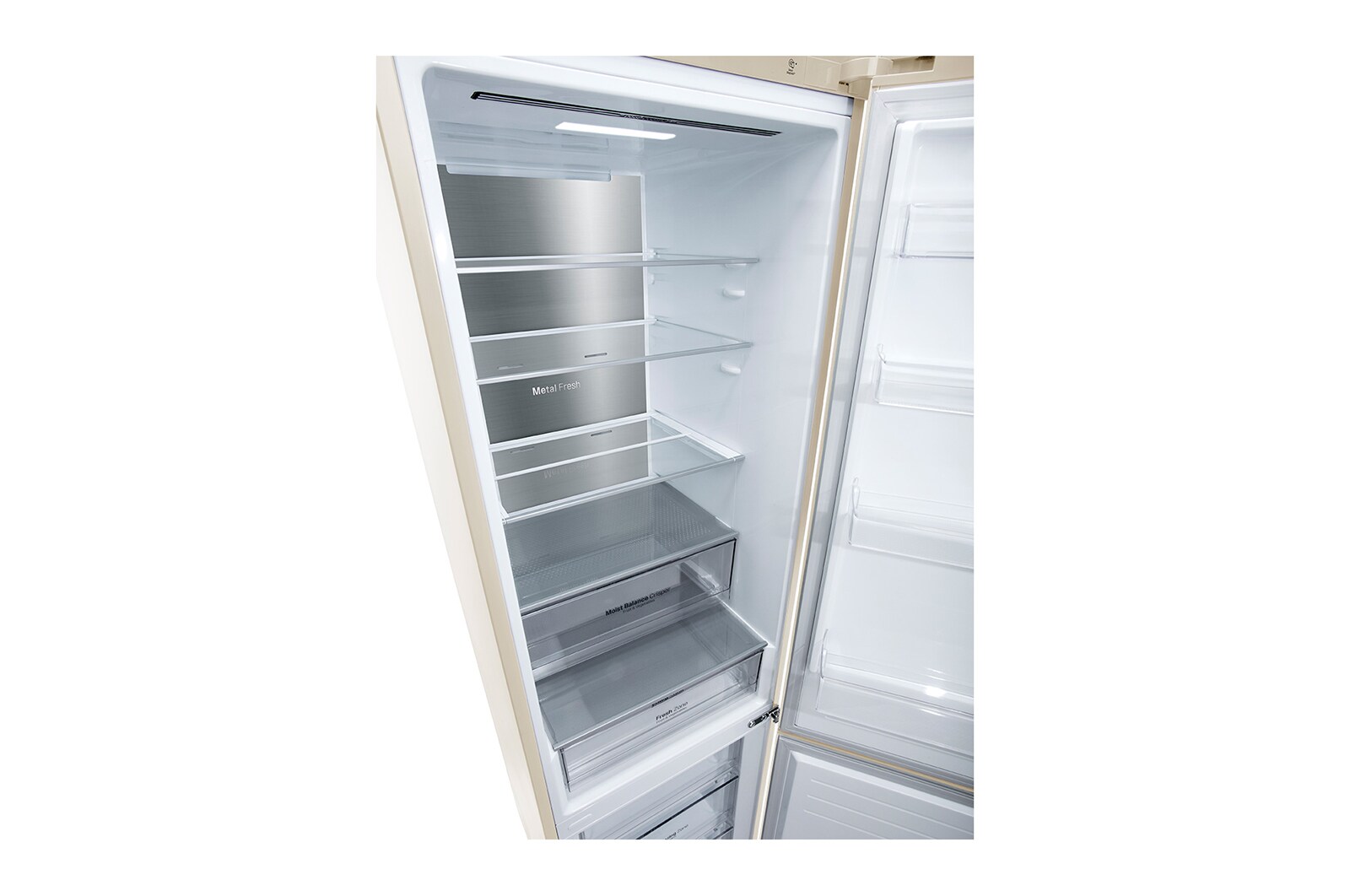 LG 384 л, Холодильник LG DoorCooling+ с нижней морозильной камерой, ThinQ, Складная полка, GA-B509MEQM