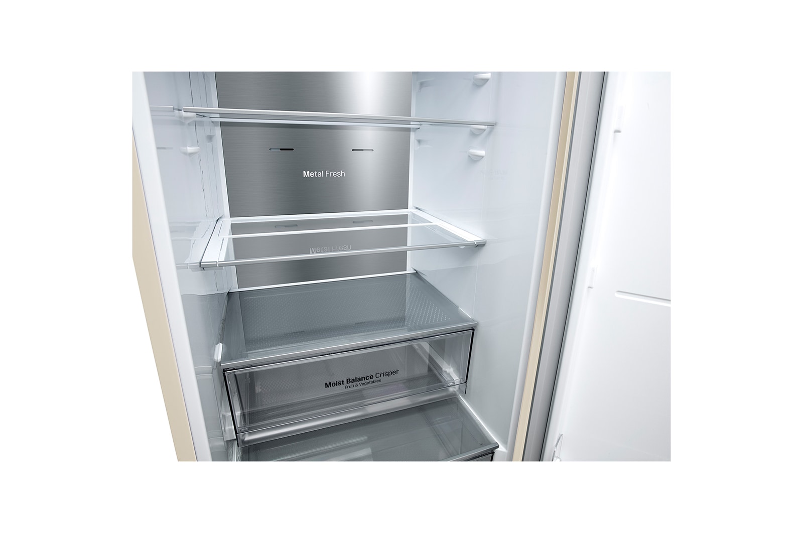LG 384 л, Холодильник LG DoorCooling+ с нижней морозильной камерой, ThinQ, Складная полка, GA-B509MEQM