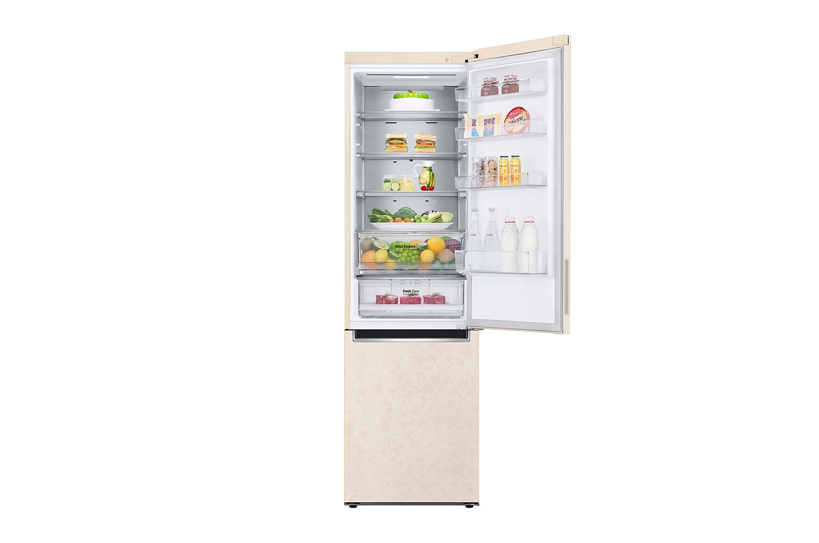 LG 384 л, Холодильник LG DoorCooling+ с нижней морозильной камерой, ThinQ, Складная полка, GA-B509MEQM