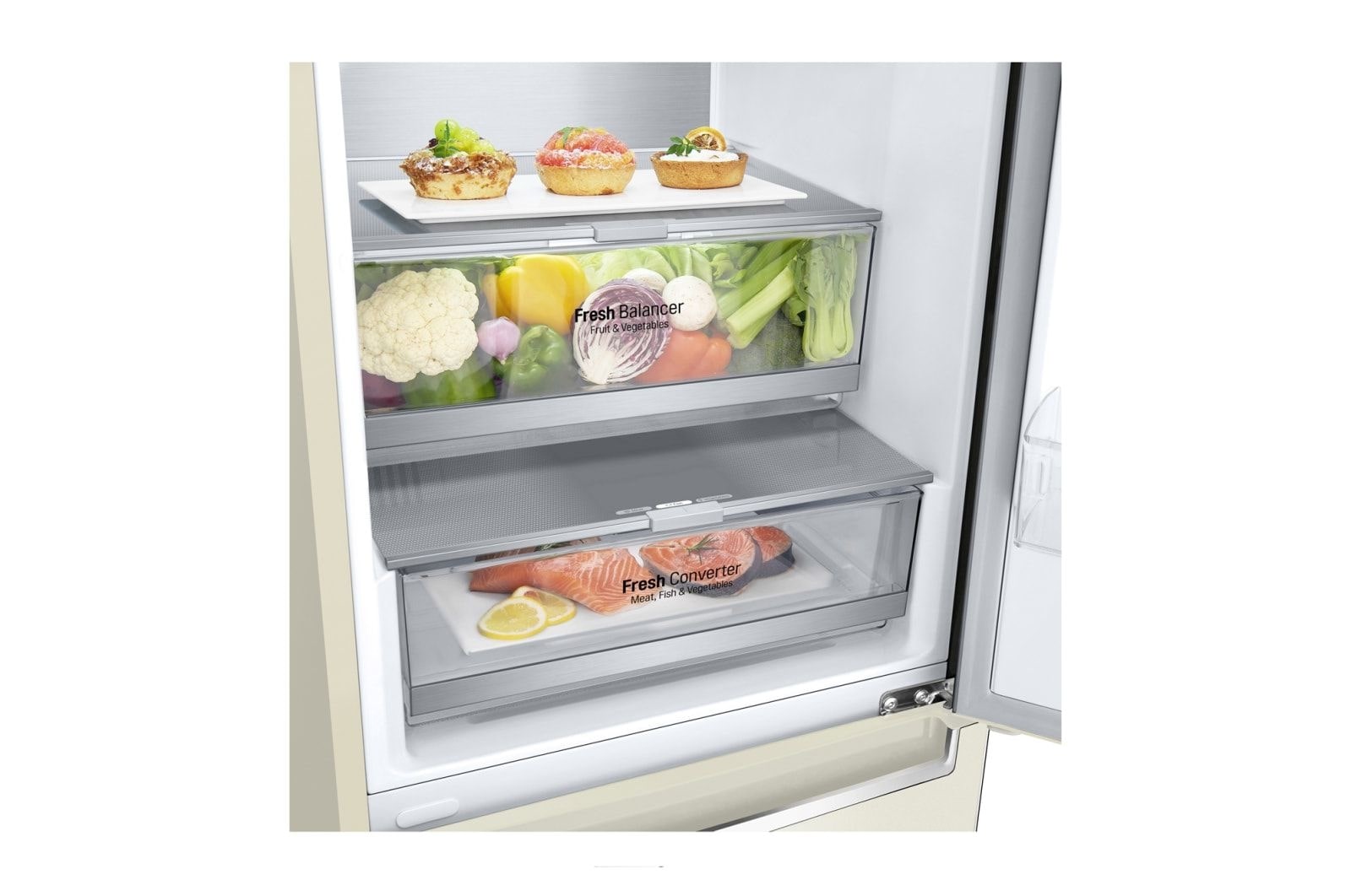 LG Объем 419л | DoorCooling+ | Бежевый | Зоны свежести, Metal Fresh, Складная полка, Винная полка, Wi-Fi, GA-B509MEUM