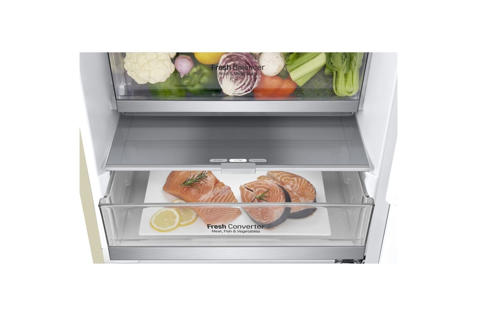 LG Объем 419л | DoorCooling+ | Бежевый | Зоны свежести, Metal Fresh, Складная полка, Винная полка, Wi-Fi, GA-B509MEUM