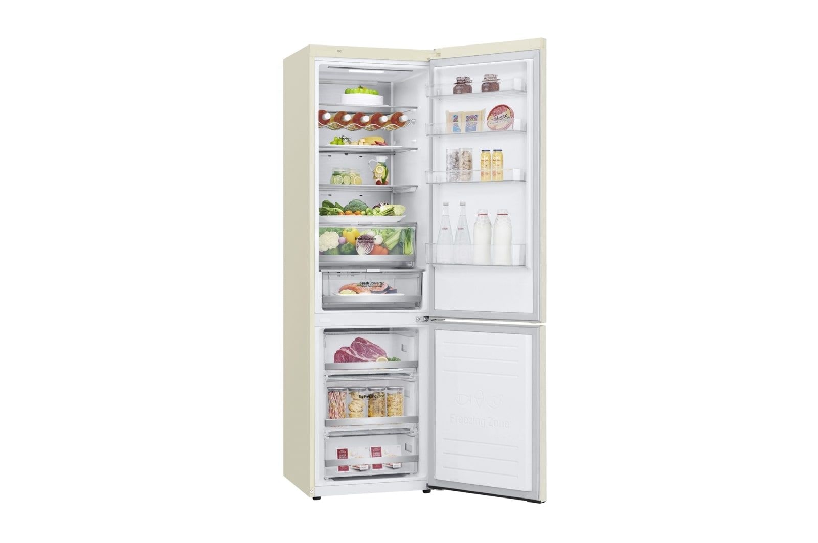 LG Объем 419л | DoorCooling+ | Бежевый | Зоны свежести, Metal Fresh, Складная полка, Винная полка, Wi-Fi, GA-B509MEUM