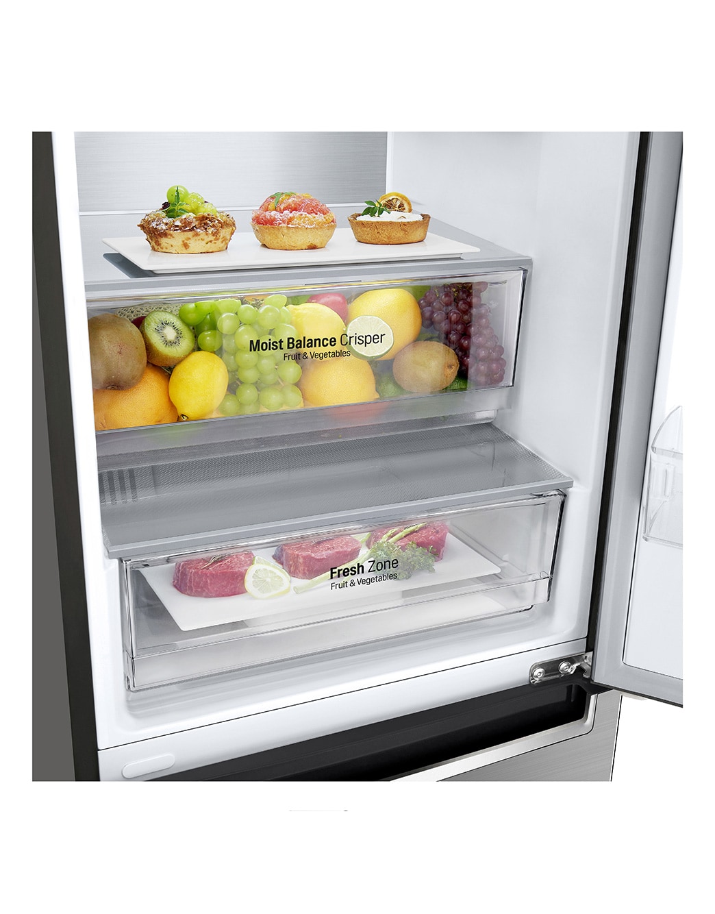 384 л, Холодильник LG DoorCooling+ с нижней морозильной камерой, ThinQ ...