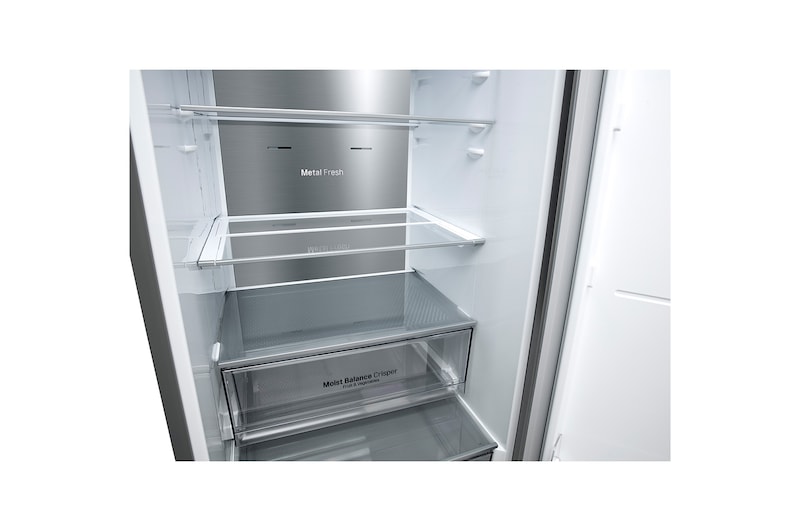LG 384 л, Холодильник LG DoorCooling+ с нижней морозильной камерой, ThinQ, Складная полка, GA-B509MMQM
