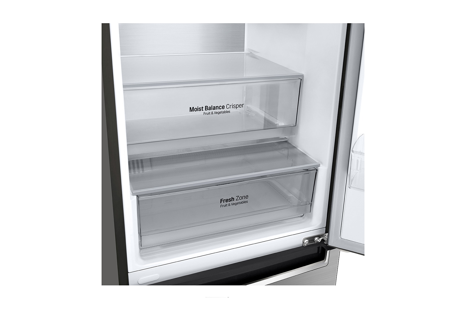 LG 384 л, Холодильник LG DoorCooling+ с нижней морозильной камерой, ThinQ, Складная полка, GA-B509MMQM