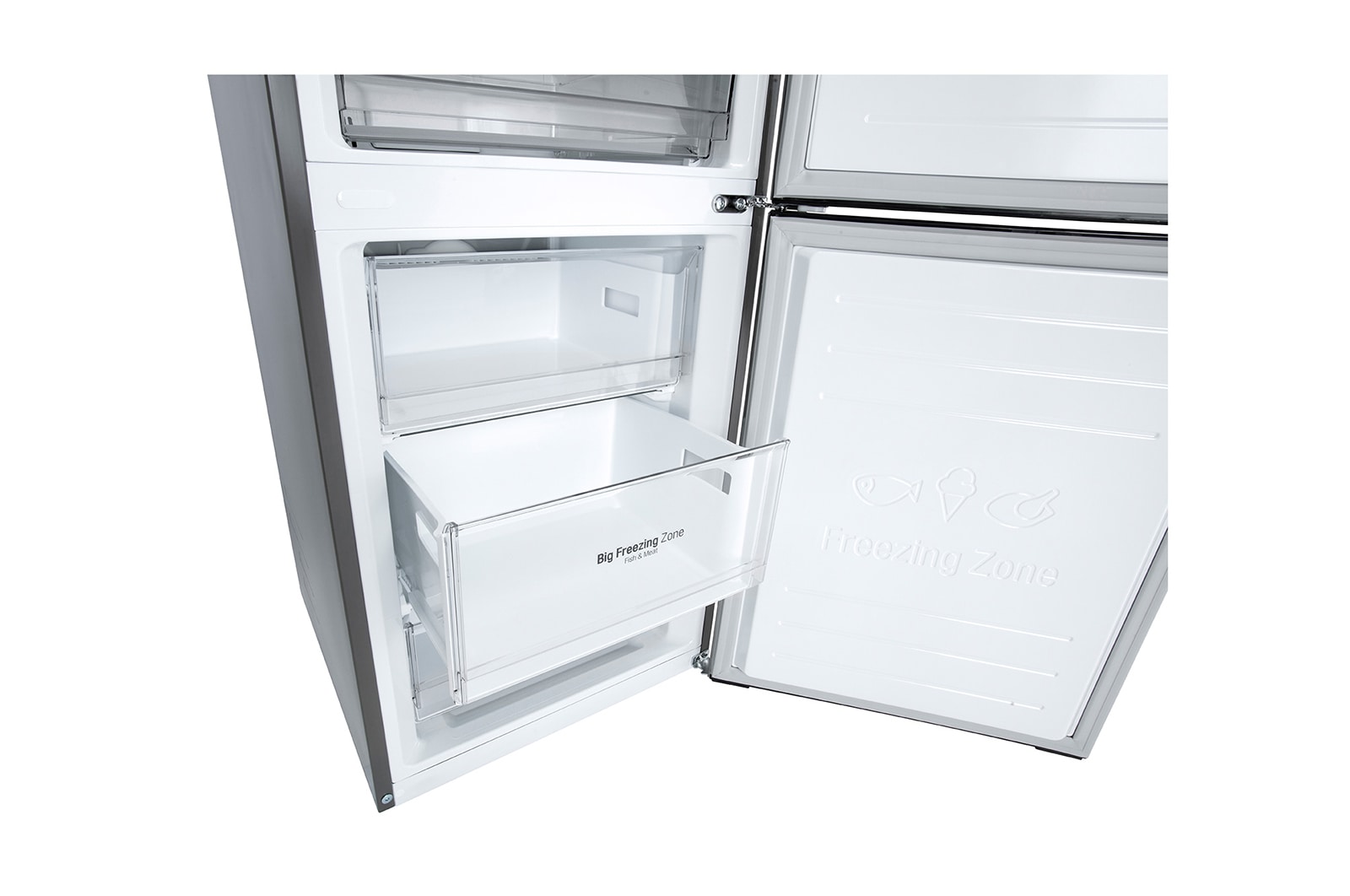 LG 384 л, Холодильник LG DoorCooling+ с нижней морозильной камерой, ThinQ, Складная полка, GA-B509MMQM