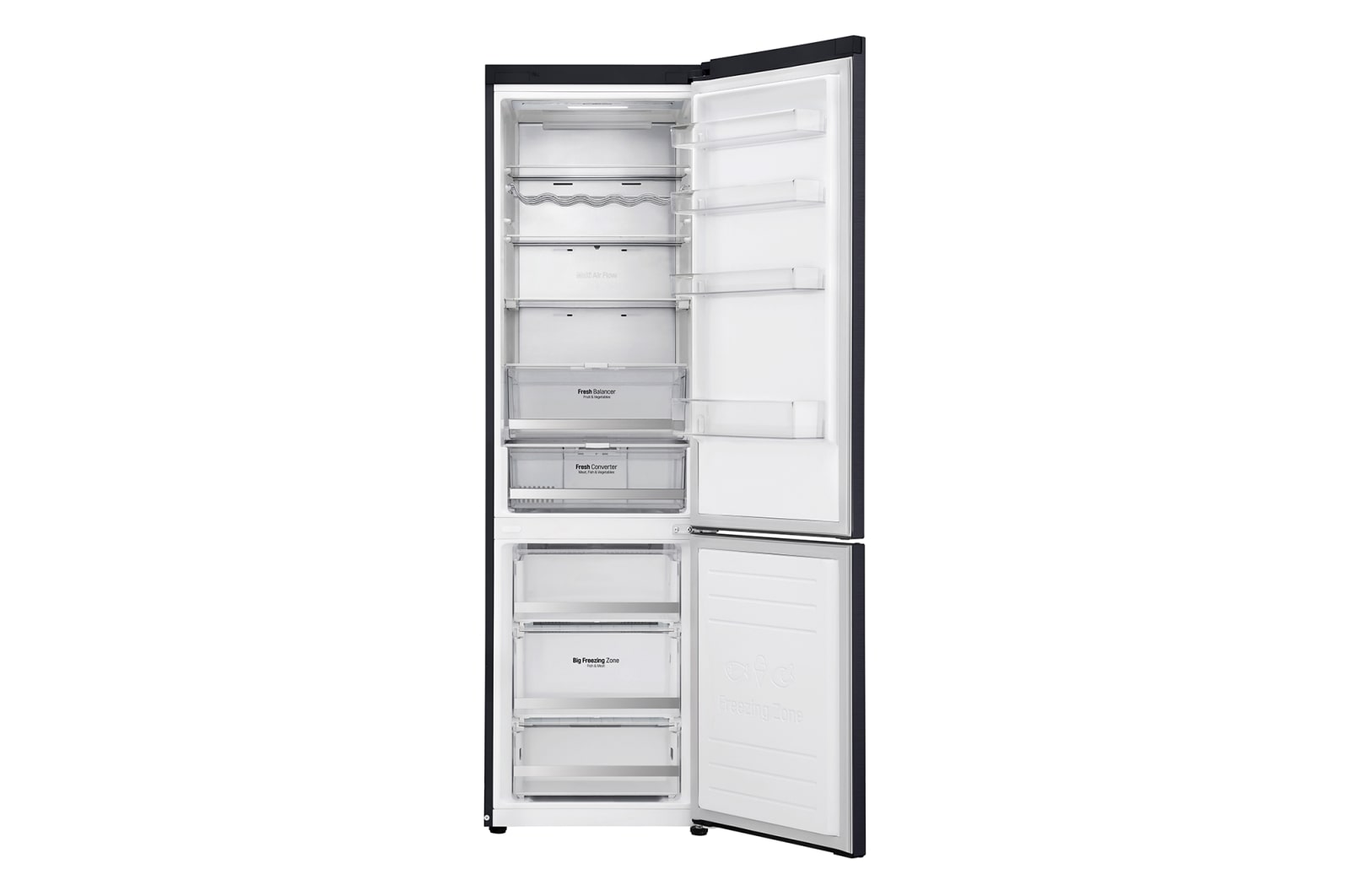 LG 384 л, Холодильник LG DoorCooling+ с нижней морозильной камерой, Инверторный Линейный компрессор, GA-B509PBAZ