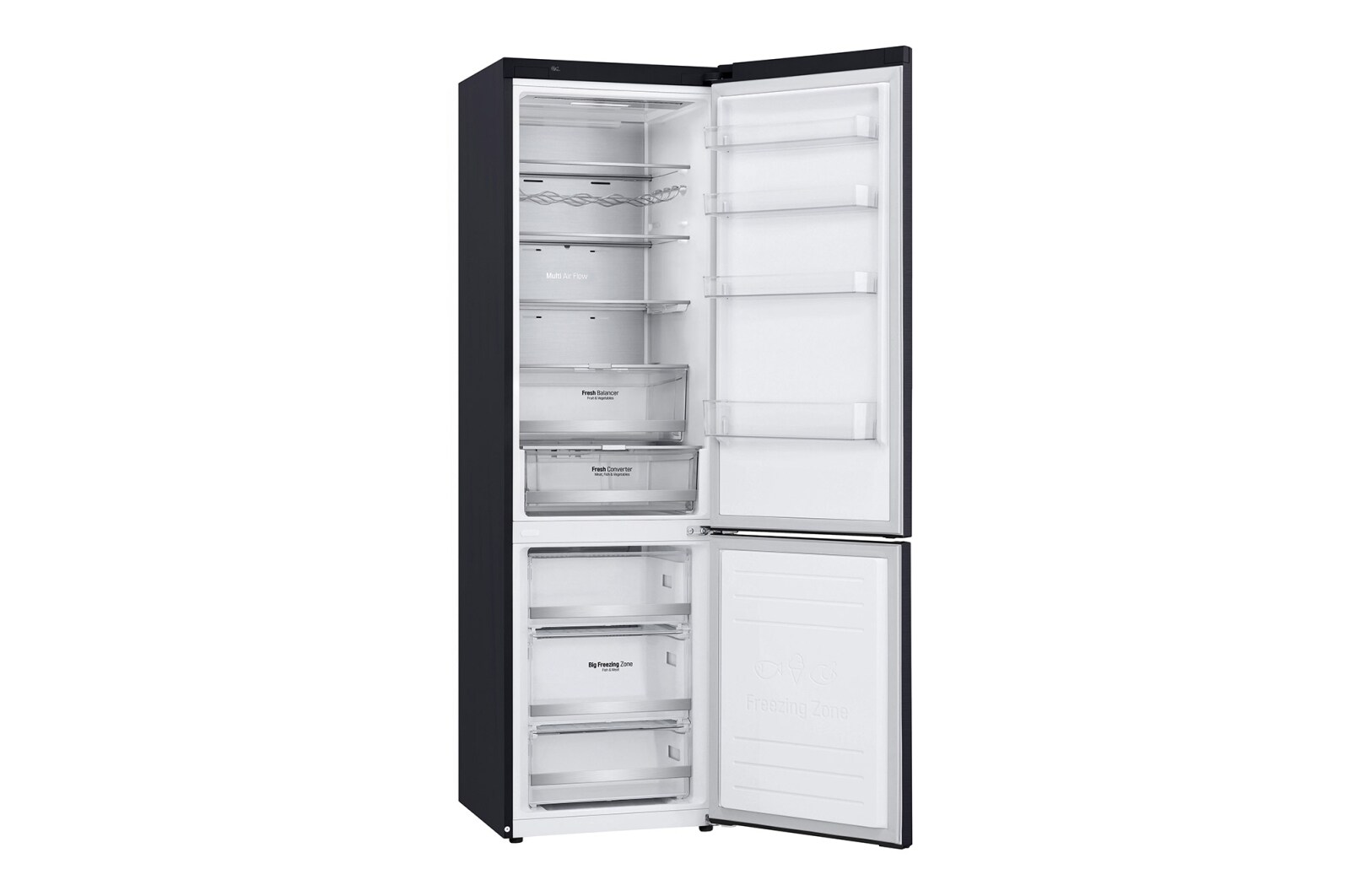 LG 384 л, Холодильник LG DoorCooling+ с нижней морозильной камерой, Инверторный Линейный компрессор, GA-B509PBAZ