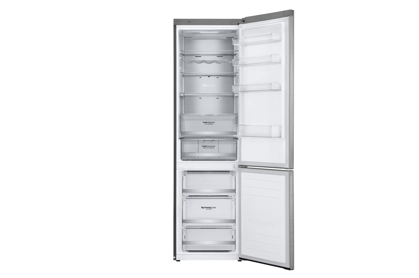 LG 384 л, Холодильник LG DoorCooling+ с нижней морозильной камерой, Инверторный Линейный компрессор, GA-B509PSAZ