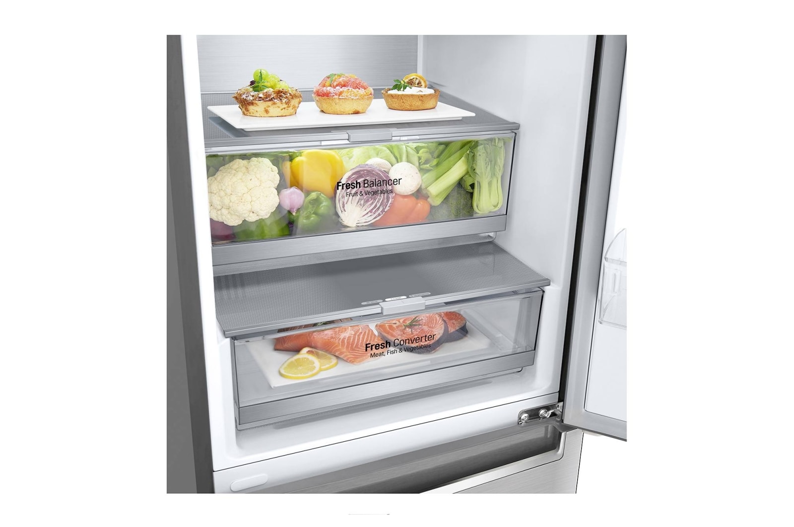 LG 384 л, Холодильник LG DoorCooling+ с нижней морозильной камерой, Инверторный Линейный компрессор, GA-B509PSAZ