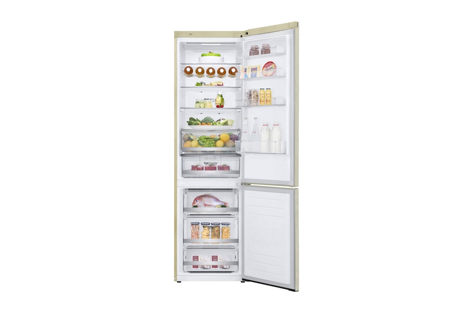 LG 384 л, Холодильник LG DoorCooling+ с нижней морозильной камерой, Инверторный Линейный компрессор, GA-B509SEDZ