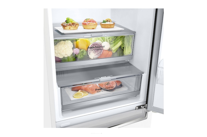 LG 384 л, Холодильник LG DoorCooling+ с нижней морозильной камерой, Инверторный Линейный компрессор, GA-B509SVDZ