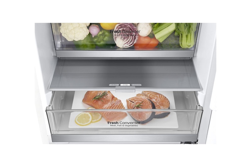 LG 384 л, Холодильник LG DoorCooling+ с нижней морозильной камерой, Инверторный Линейный компрессор, GA-B509SVDZ