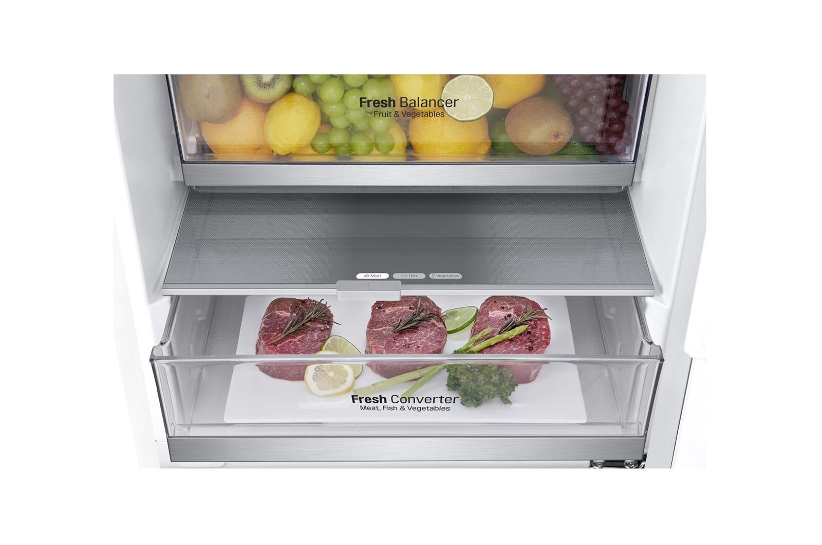 LG 384 л, Холодильник LG DoorCooling+ с нижней морозильной камерой, Инверторный Линейный компрессор, GA-B509SVDZ