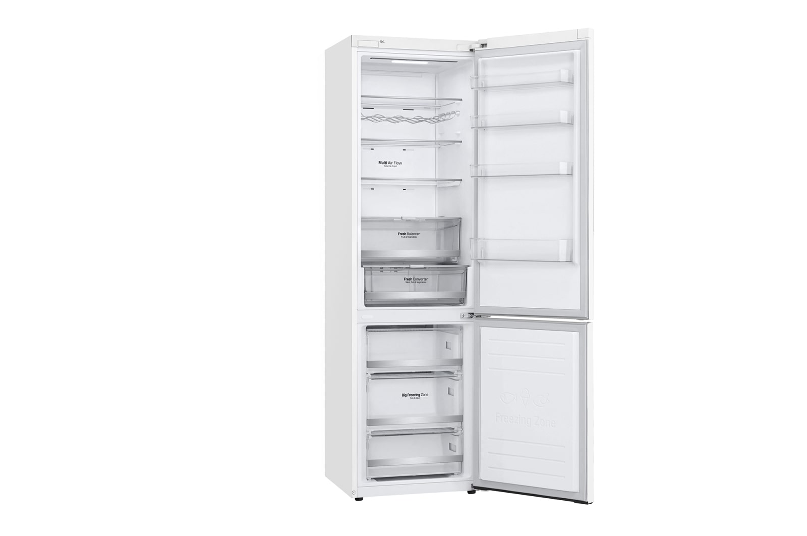 LG 384 л, Холодильник LG DoorCooling+ с нижней морозильной камерой, Инверторный Линейный компрессор, GA-B509SVDZ
