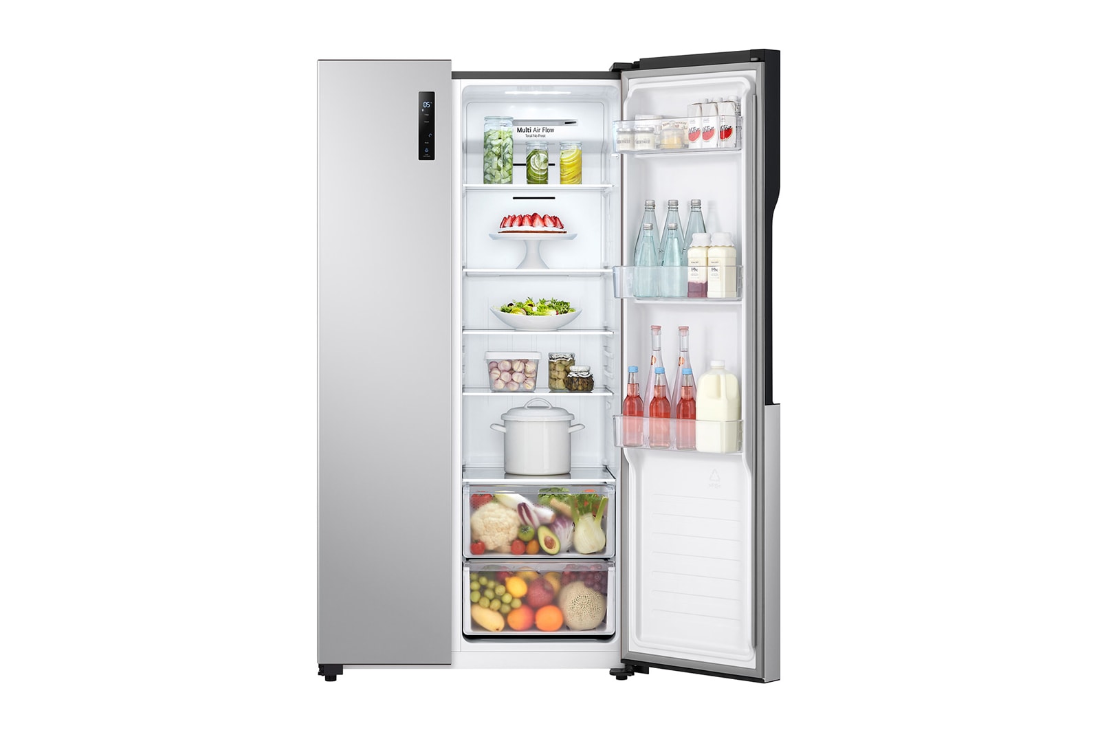 LG 509л, Холодильник LG Side-by-Side, технология Multi Air Flow, Серебристый цвет, GC-B157PMAV