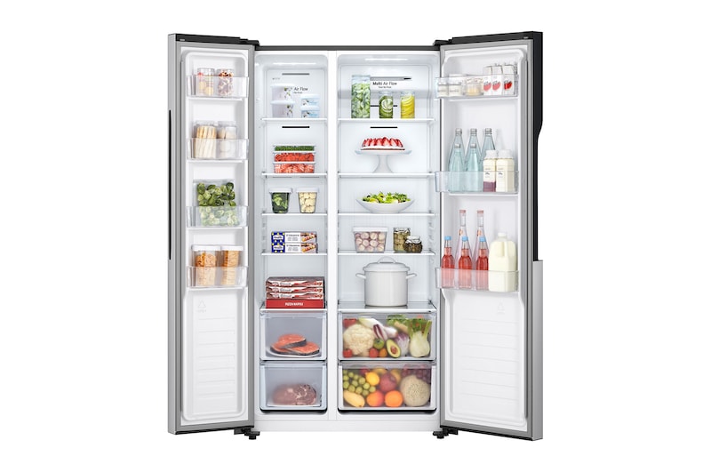 LG 509л, Холодильник LG Side-by-Side, технология Multi Air Flow, Серебристый цвет, GC-B157PMAV