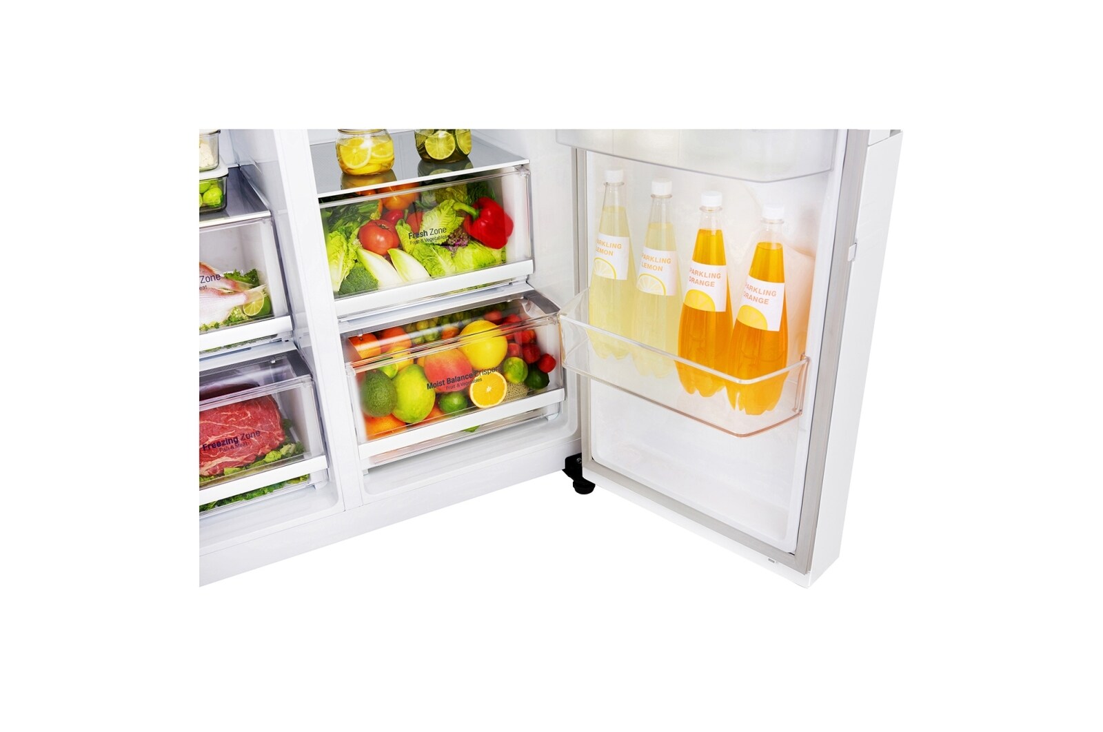 LG 626 л, Холодильник LG Side-by-Side, DoorCooling+, Инверторный Линейный компрессор, умный дом ThinQ , GC-B247SVDC