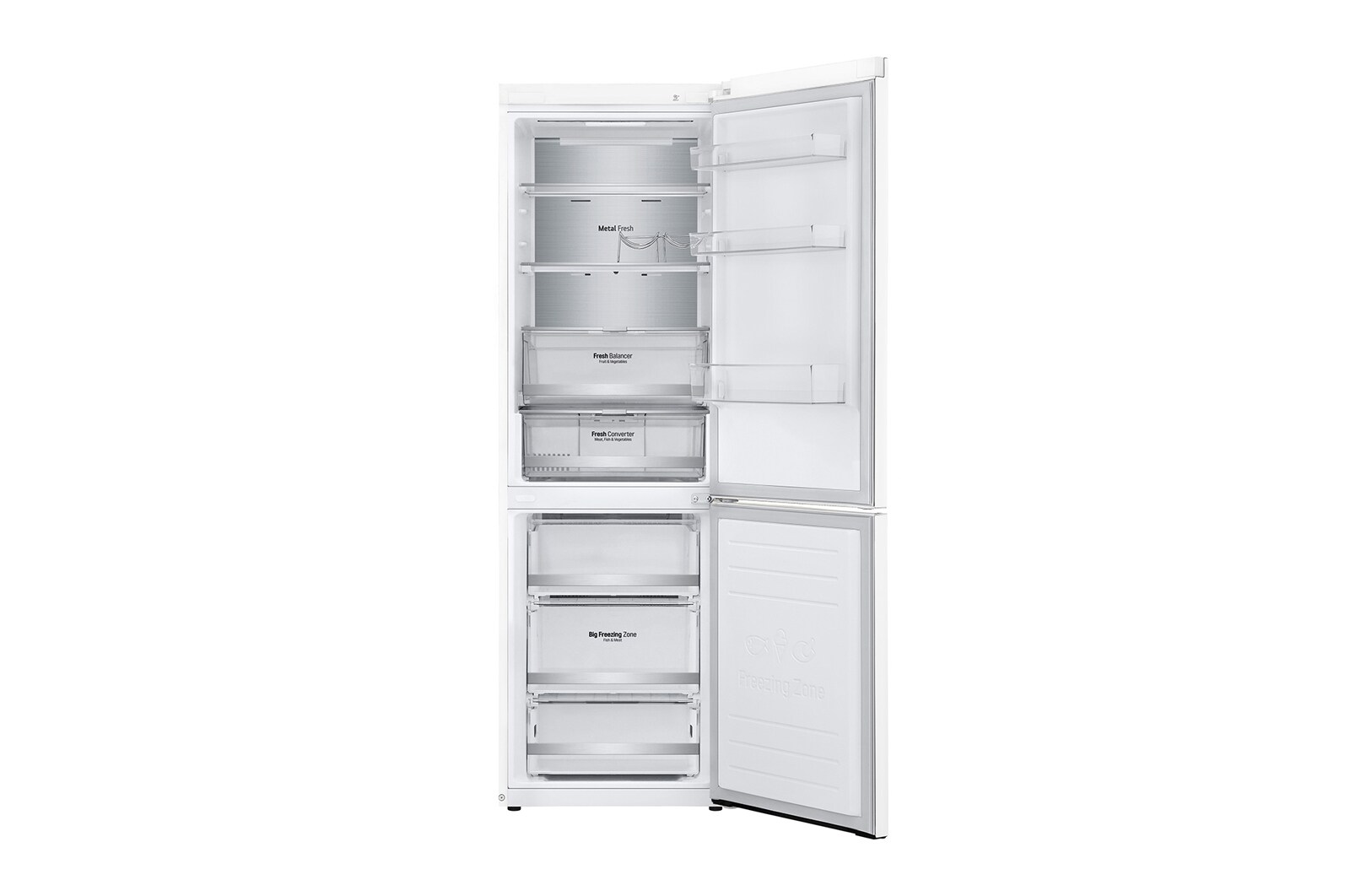 LG 341 л, Холодильник LG DoorCooling<sup>+</sup> с нижней морозильной камерой, Смарт Инверторный компрессор, GC-B459SQUM