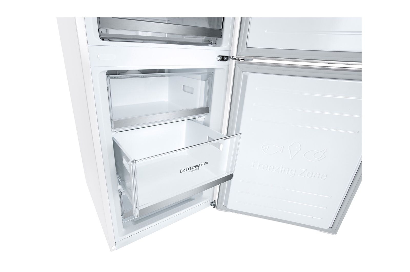 LG 341 л, Холодильник LG DoorCooling<sup>+</sup> с нижней морозильной камерой, Смарт Инверторный компрессор, GC-B459SQUM