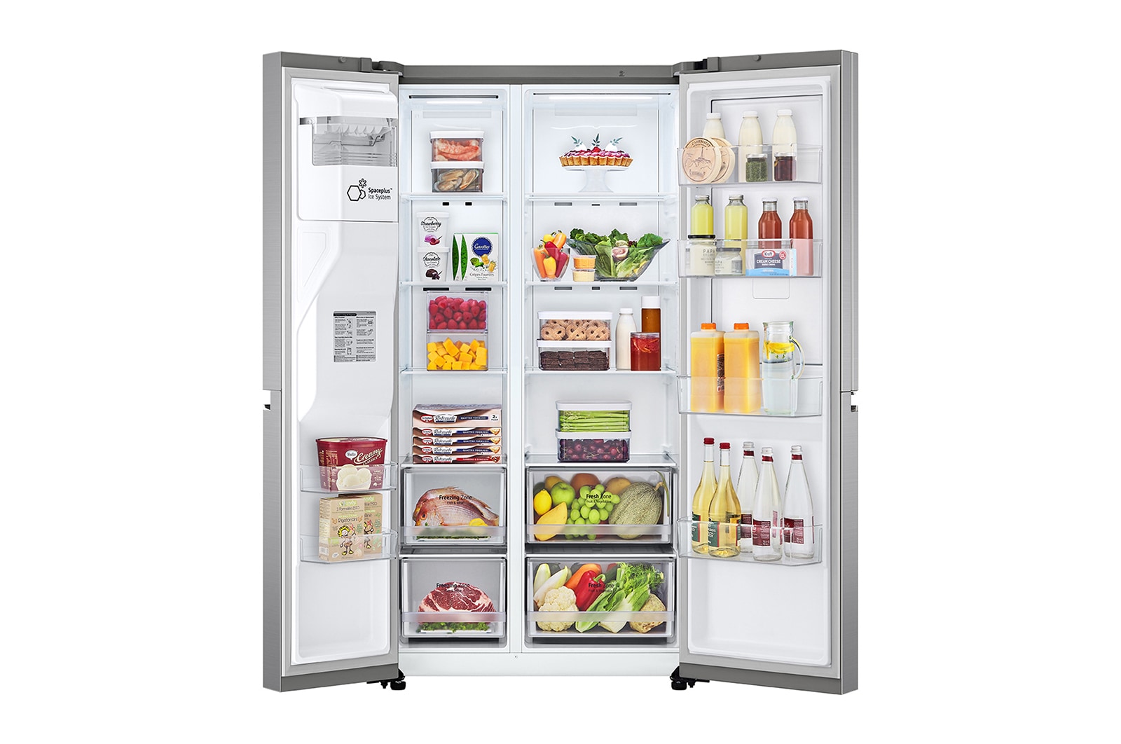 LG 611 л, Холодильник LG Side-by-Side, DoorCooling+™, диспенсер для воды и льда, GC-J257SMSC