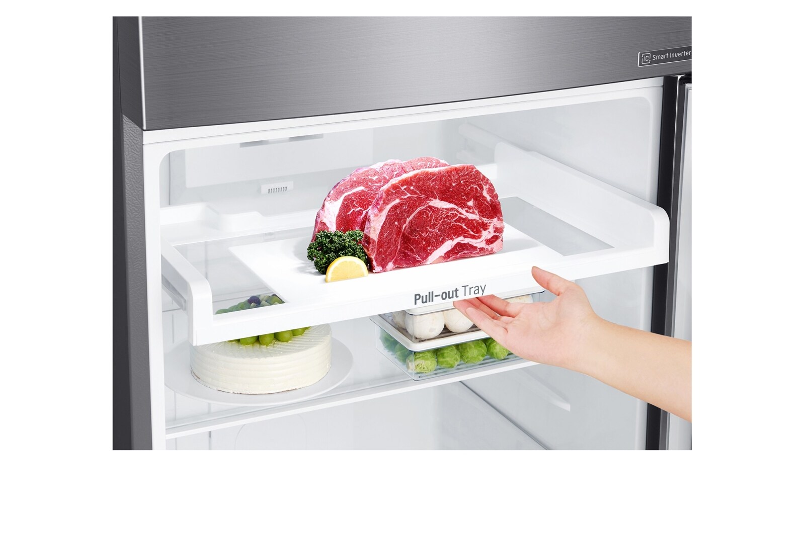 LG 393 л, Холодильник LG  с верхней морозильной камерой, Смарт Инверторный Компрессор, GN-B422SMCL