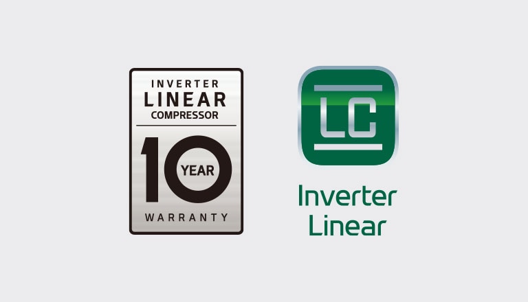 Логотип Inverter Linear Compressor с 10-летней гарантией и Inverter Linear