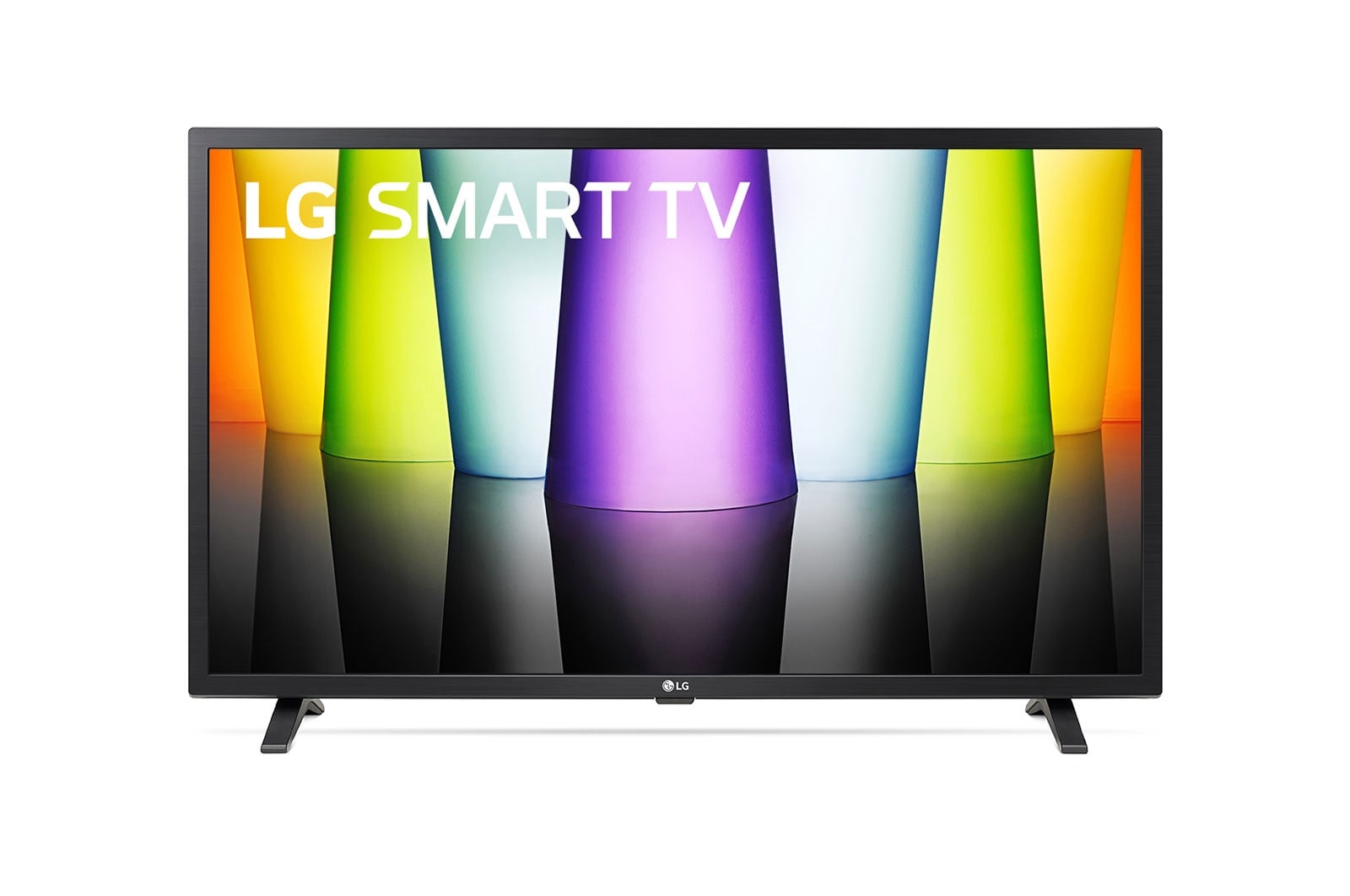 Вид телевизора LG Full HD спереди с изображением на экране и логотипом продукта