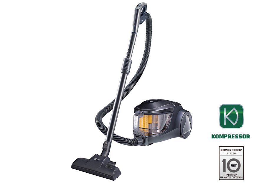 LG Пылесос LG Kompressor, 380 аВт, система прессования пыли, циклон, щетка для шерсти животных, VK76W02HY