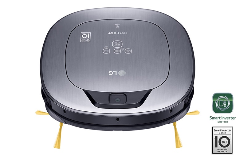 Вид Робот-пылесос LG HOM-BOT SQUARE со Smart Inverter мотором, датчиком пола VR6570LVMB спереди