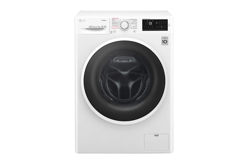 LG Стиральная машина LG с фронтальной загрузкой, 7 кг, Стирка с паром Steam, 6 движений заботы, F2J6HS0W