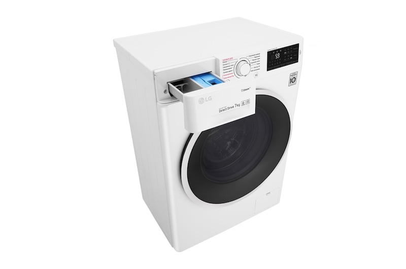 LG Стиральная машина LG с фронтальной загрузкой, 7 кг, Стирка с паром Steam, 6 движений заботы, F2J6HS0W