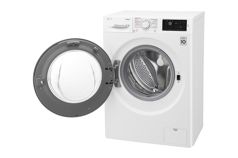 LG Стиральная машина LG с фронтальной загрузкой, 7 кг, Стирка с паром Steam, 6 движений заботы, F2J6HS0W