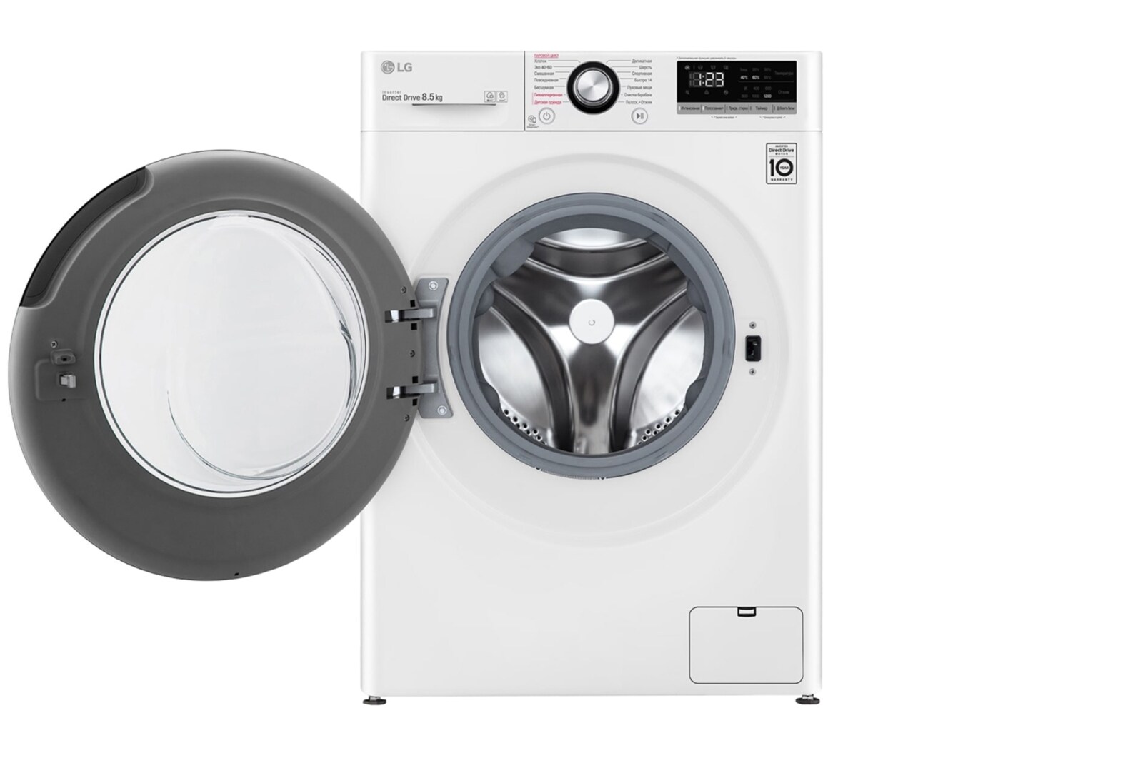 LG Стиральная машина с искусственным интеллектом LG AI DD, 8.5 кг, стирка с паром Steam+, TurboWash39, ThinQ, F2V3GS6W