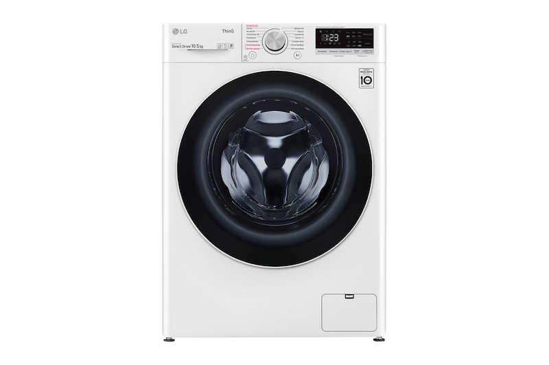 LG Стиральная машина с искусственным интеллектом LG AI DD, 10.5 кг, стирка с паром Steam+, Технология "6 движений заботы" 6 Motion™,  ThinQ, F4V5RS0W