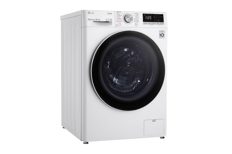 LG Стиральная машина с искусственным интеллектом LG AI DD, 10.5 кг, стирка с паром Steam+, Технология "6 движений заботы" 6 Motion™,  ThinQ, F4V5RS0W