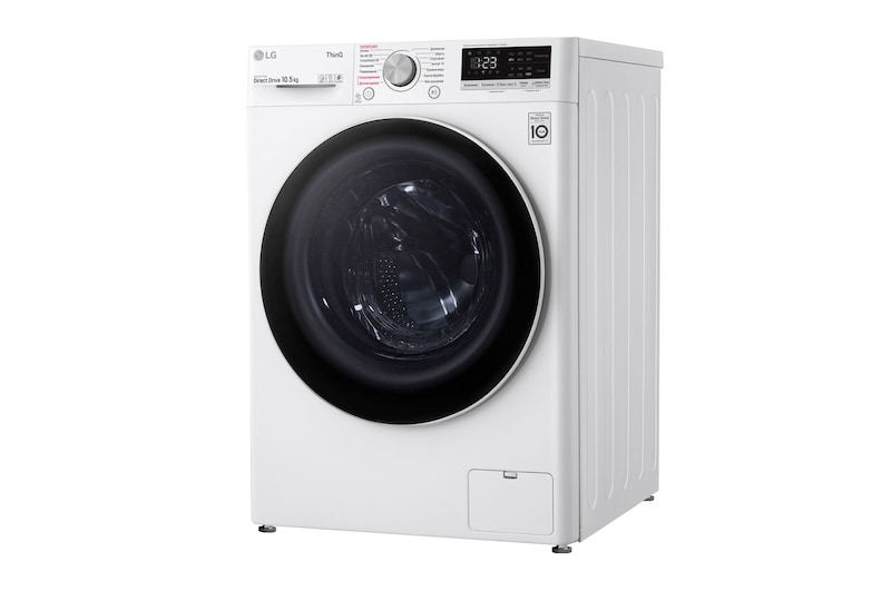 LG Стиральная машина с искусственным интеллектом LG AI DD, 10.5 кг, стирка с паром Steam+, Технология "6 движений заботы" 6 Motion™,  ThinQ, F4V5RS0W