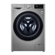 Вид Стиральная машина с искусственным интеллектом LG AI DD, 10.5 кг, стирка с паром Steam, дверь из закаленного стекла, ThinQ F4V5RS2S спереди