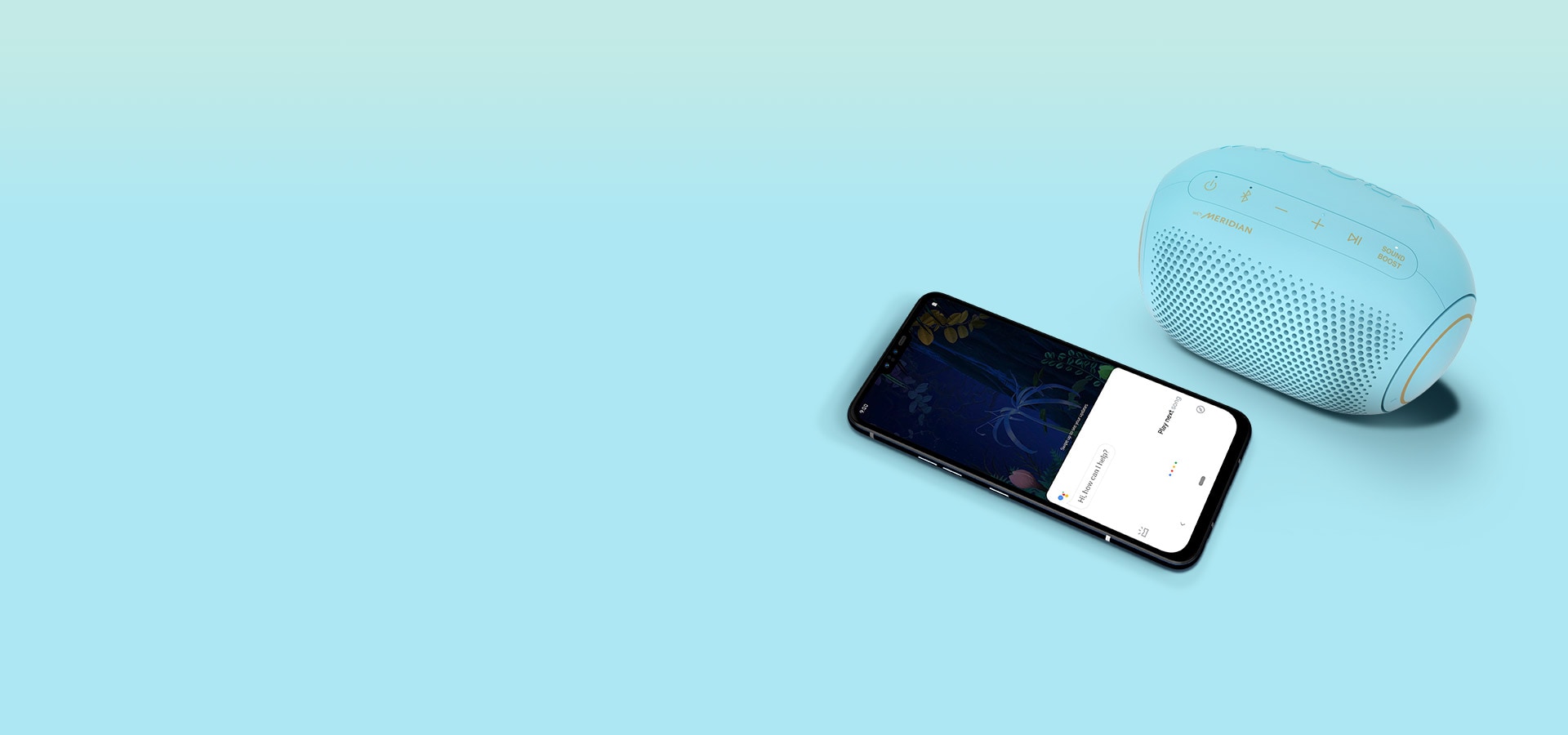 There is a speech bubble with ‘play next song’ inside.