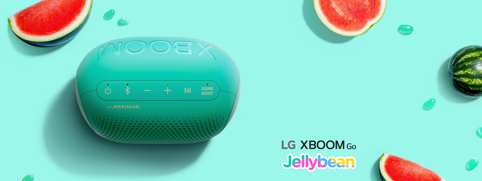 PL2 Jelly Bean is displayed with green background, sliced watermelons, and green colored jelly beans.