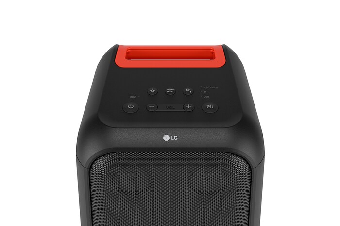 Крупный план верхней части колонки. Здесь показаны кнопки и логотип LG.