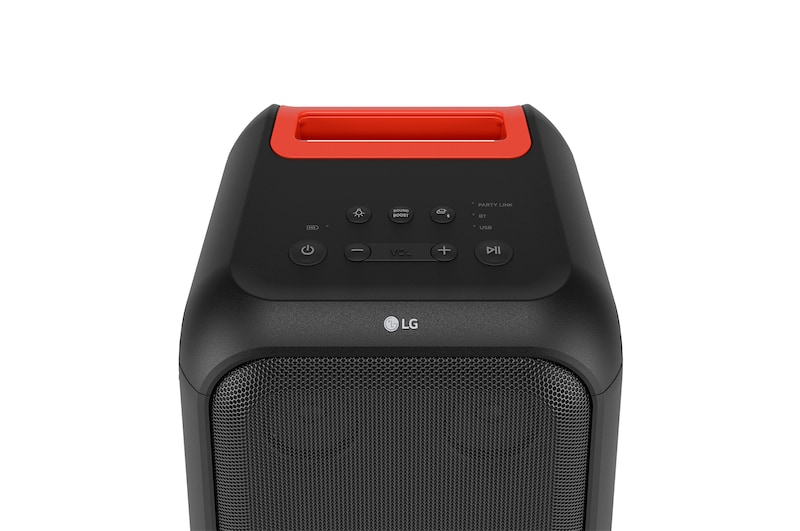 Крупный план верхней части колонки. Здесь показаны кнопки и логотип LG.