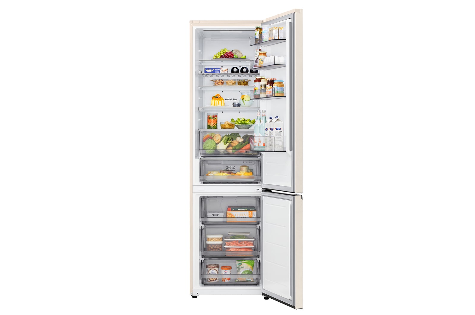 LG fridge freezer (GC-B509EETM) top view with matte black fridge on left and cabinet wall on right