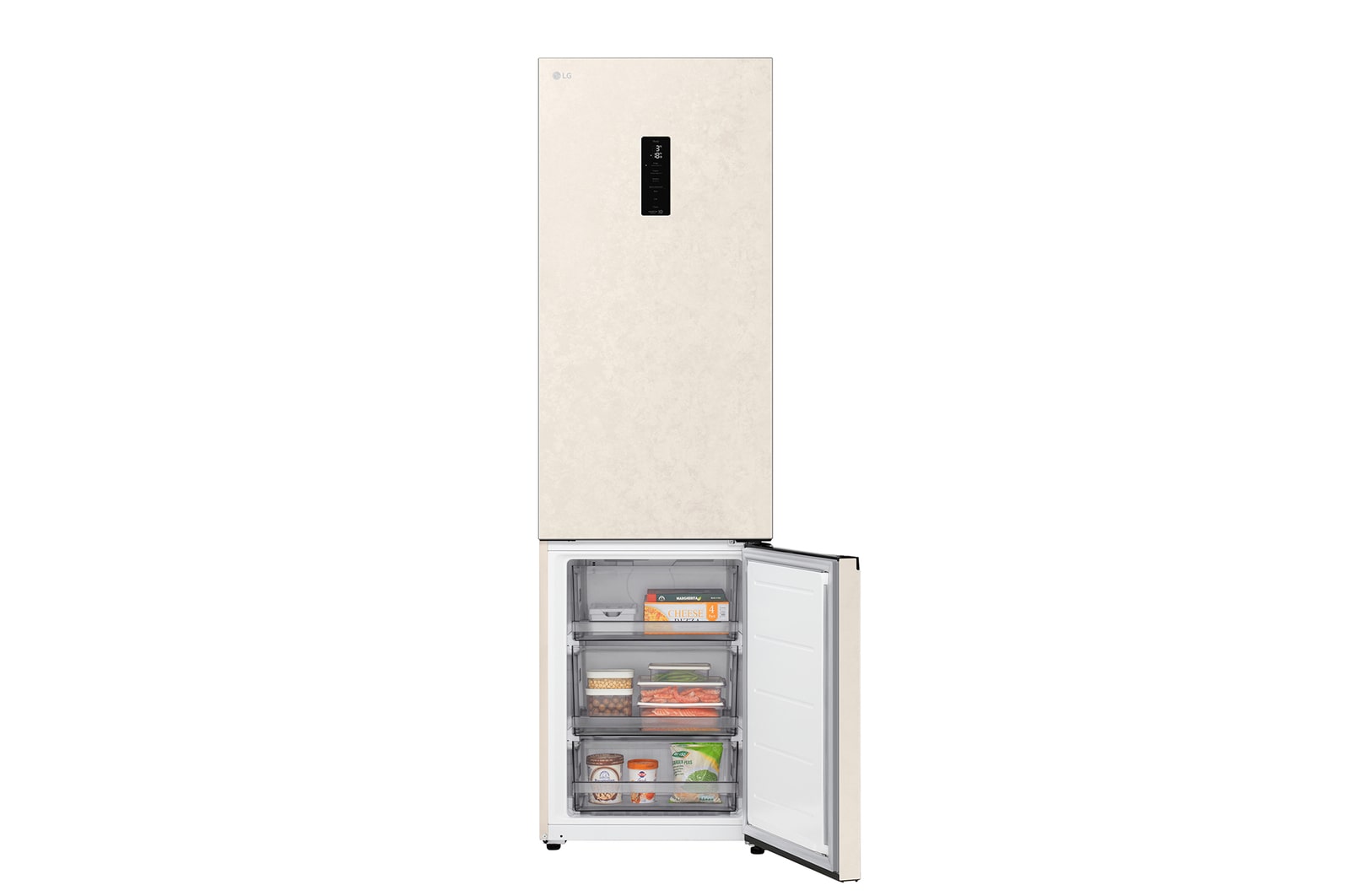 LG bottom freezer (GC-B509EETM) front side view showing exterior design