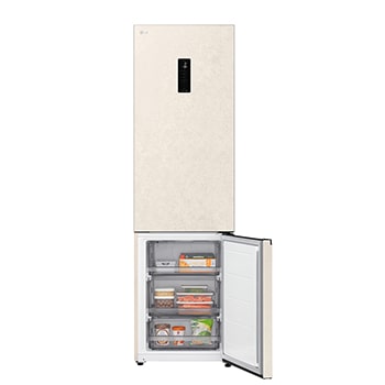 LG bottom freezer (GC-B509EETM) front side view showing exterior design