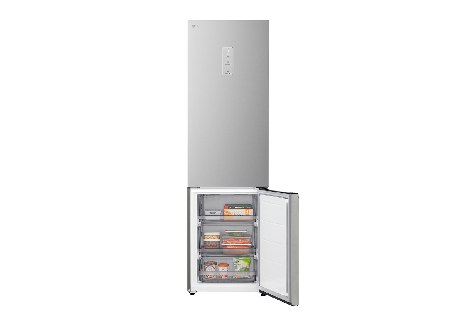 LG bottom freezer (GC-B509EMTM) front side view showing exterior design