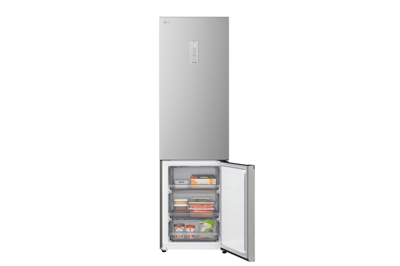 LG bottom freezer (GC-B509EMTM) front side view showing exterior design